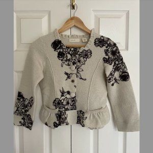 Anthropologies Sleeping in Snow boiled wool ruffled trim hummingbird jacket